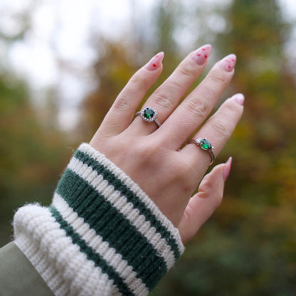 Slim ring with double gemstone design