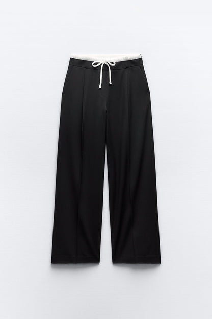 Wide Trousers With Double Waistband