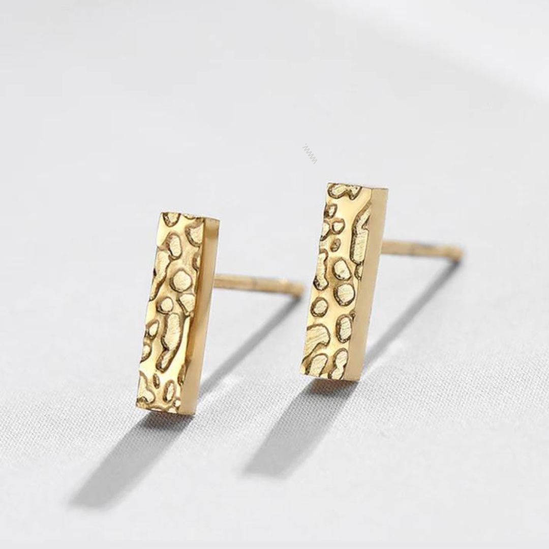 Modern geometric bar stud earrings