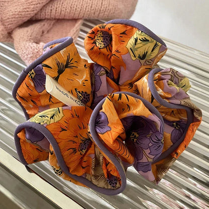 Floral fabric hair ties with elastic band