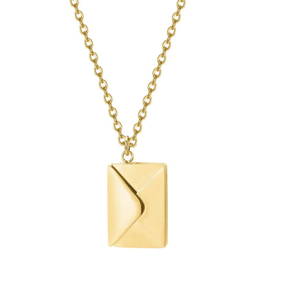 Geometric pendant necklace with envelope