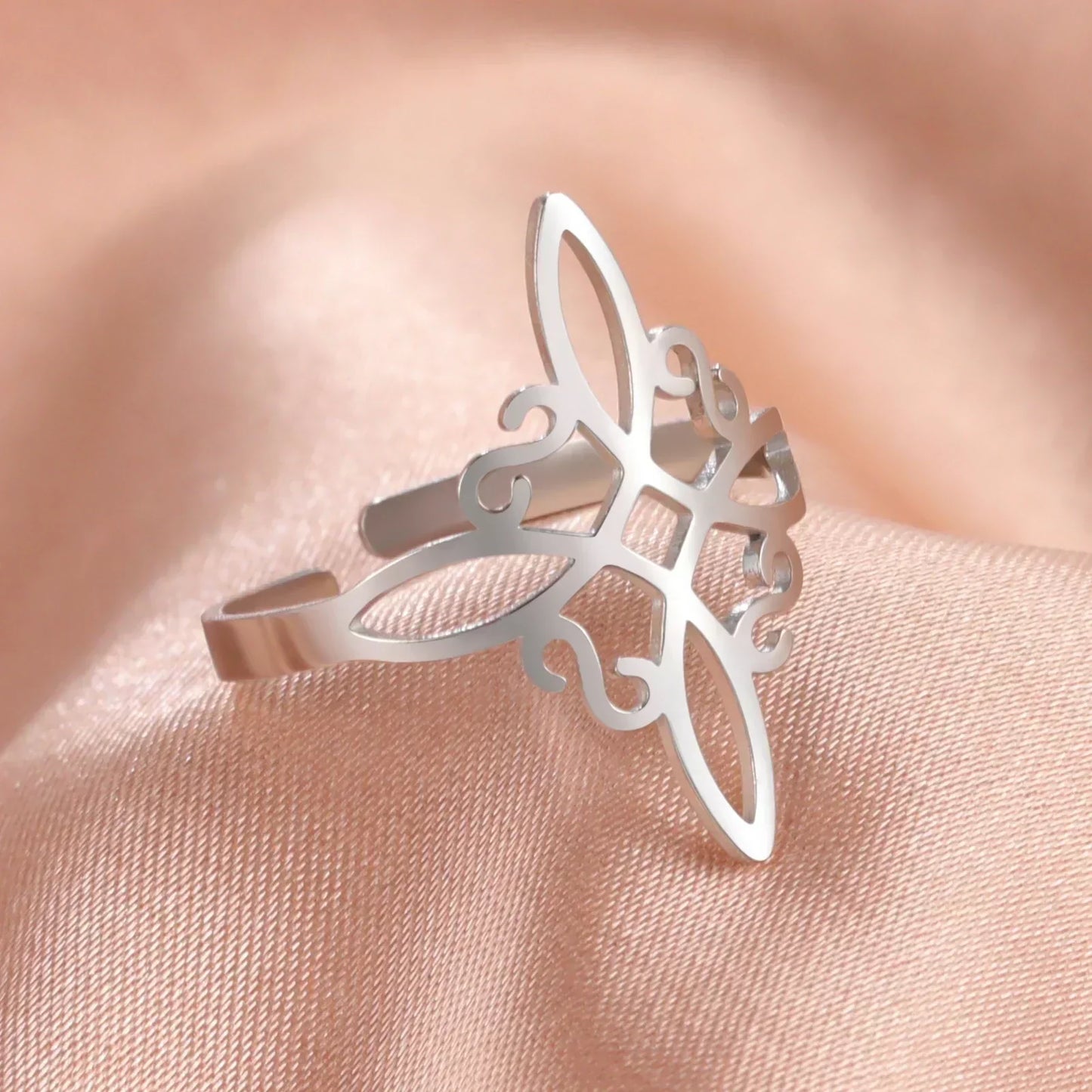 Amulet Cross Knot Protection Ring