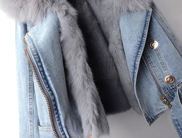 Eliza | Elegance Denim & Pelz Jacke