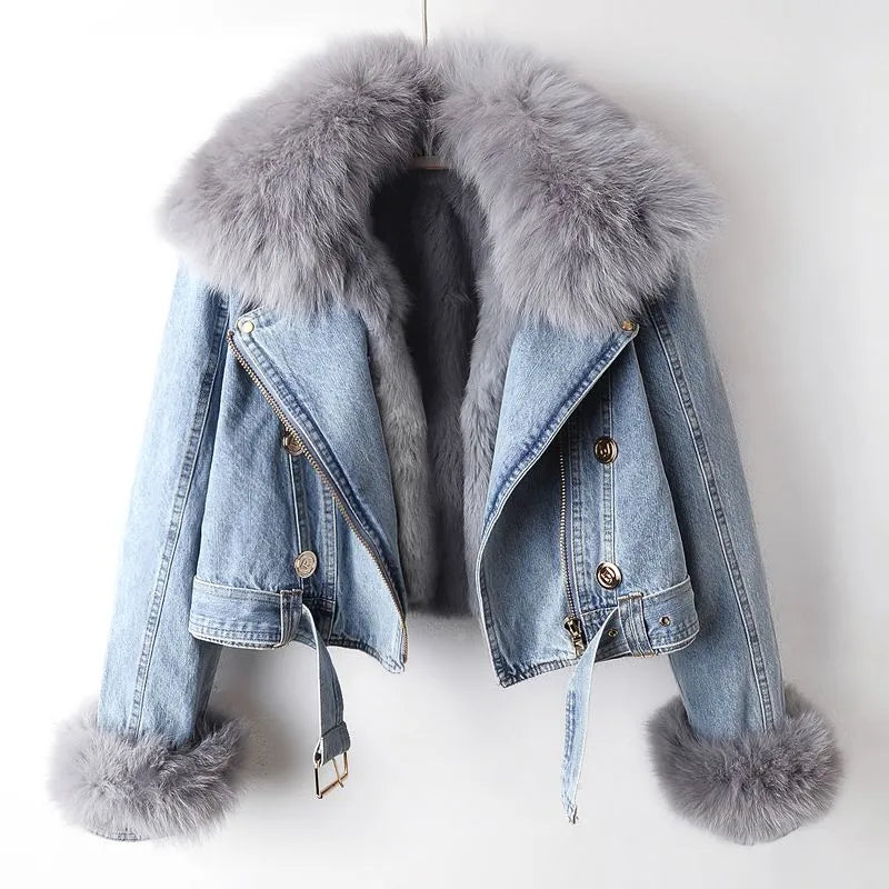 Eliza | Elegance Denim & Pelz Jacke