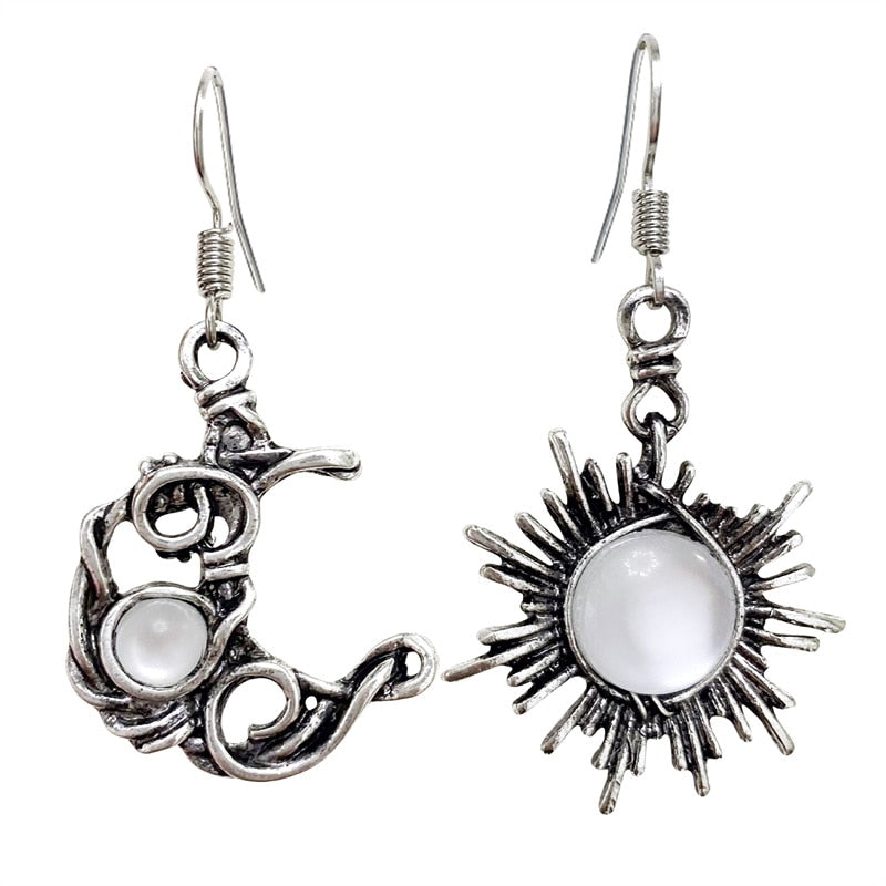 Graceful sun and moon earrings