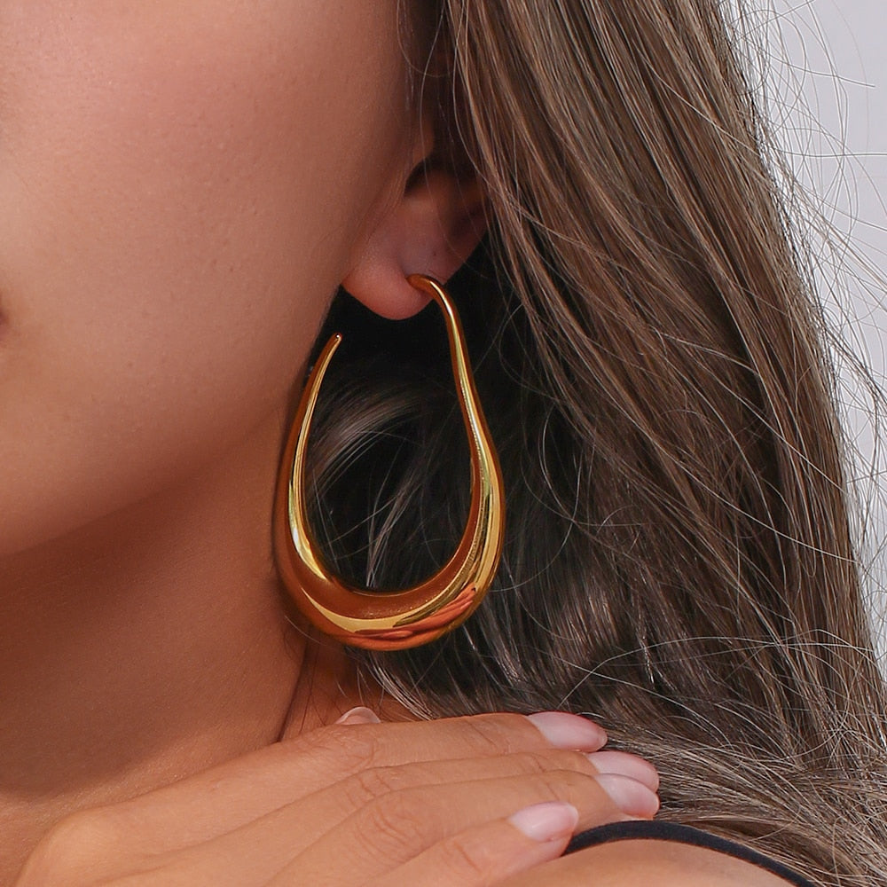 Unique exaggerated hollow hoop earrings for women