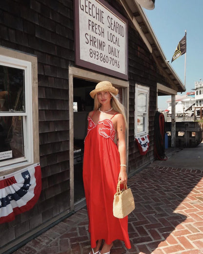 Red Embroidery Dress