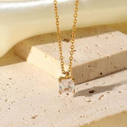 Necklace with solitaire square pendant