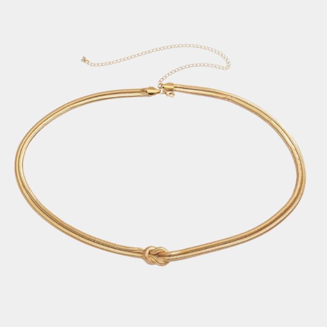 Minimalist double-layered waist chain with knot accent