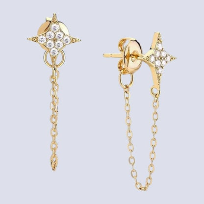 Tassel chain earring with star accent