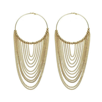 Elegant hoop earrings with pearl tassels