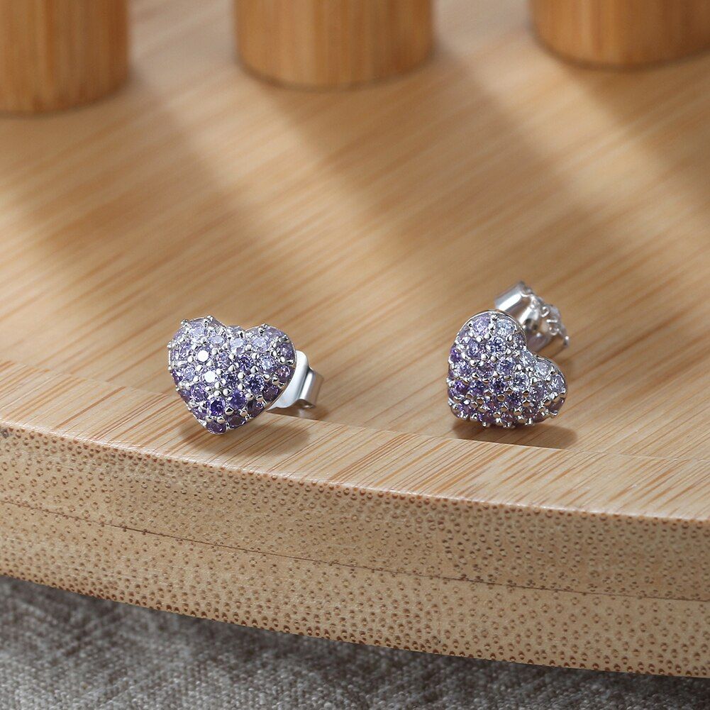 Sparkling heart stud earrings