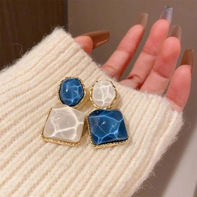 Geometric resin drop earrings